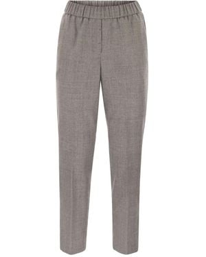 Peserico Elasticated-Waistband Pants - Grey