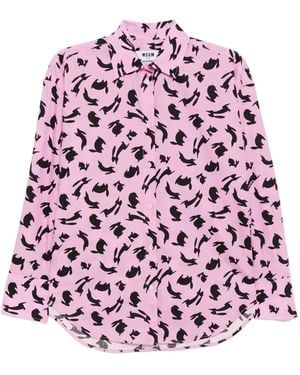 MSGM Rabbit-Print Shirt - Red