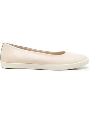 SERGIO MORETTI FIRENZE Round-Toe Leather Ballet Flats - Natural
