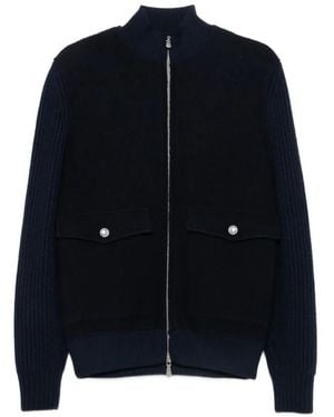 Eleventy Ribbed-Knit Paneled Jacket - Blue