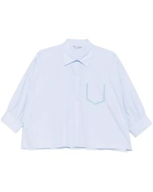 Caliban Lace-Trim Boxy-Fit Shirt - White