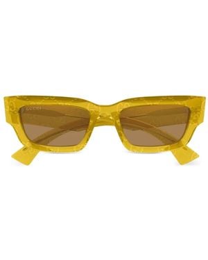 Gucci Rectangle Logo Sunglasses - Yellow