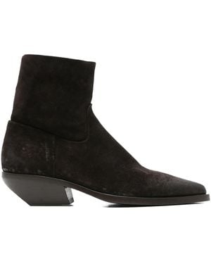 Elena Iachi Pointed-Toe Suede Ankle Boots - Black