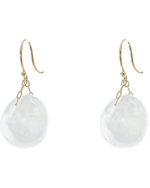 Ten Thousand Things Pendientes En Oro Amarillo De 18 Ct Con Piedra De Luna - Blanco