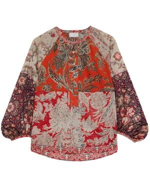 Pierre Louis Mascia Dante Patchwork Balloon-Sleeve Shirt - Red