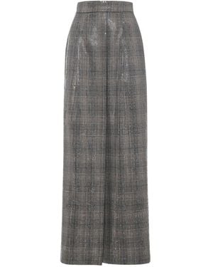 Brunello Cucinelli Sequin-Embellished Long Skirt - Gray