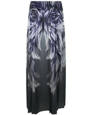 Alberta Ferretti Maxi-Rok Met Veren-Print - Blauw