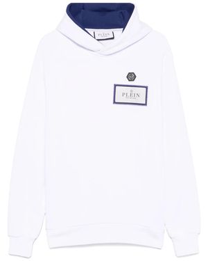 Philipp Plein Felpa Con Logo E Cappuccio - Bianco