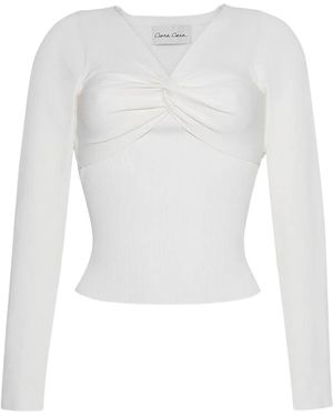Cara Cara Charlene Twist-Front Ribbed Top - White