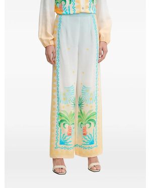 Never Fully Dressed Graphic-Printed Palazzo Trousers - Green