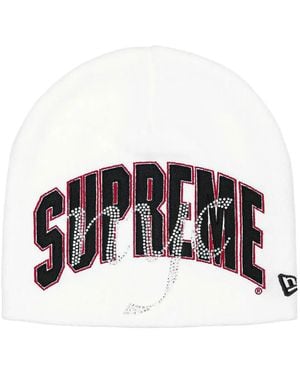Supreme New Era Rhinestone-Embellished Beanie Hat - White
