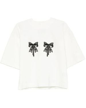 Hamza T-Shirt Luna Con Fiocco - Bianco