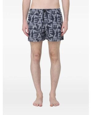 EA7 Badeshorts Mit Logo-Print - Blau