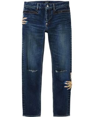 Undercover Jeans Dritti Con Ricamo - Blu
