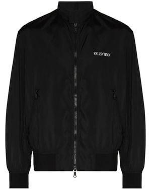 Valentino Garavani Logo-Print Zip-Up Bomber Jacket - Black