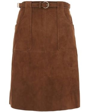 Max Mara Msttennis Belted Midi Skirt - Brown