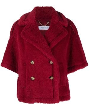 Max Mara Wide-Sleeved Faux-Fur Jacket - Red