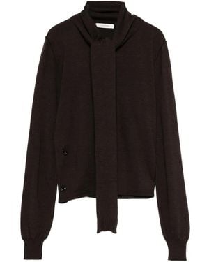 Lemaire Tie-Neck Button-Detail Top - Black