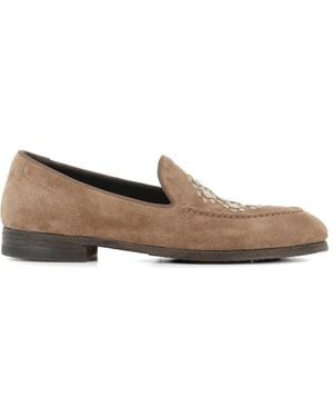 Alberto Fasciani Studded Suede Loafers - Brown