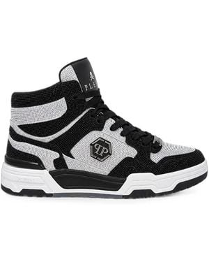 Philipp Plein Mid-Top Predator V2 Strass Trainers - White
