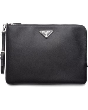 Prada Clutch Mit Triangel-Logo - Schwarz
