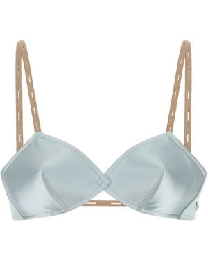 Miu Miu Satin Cross-Front Bra - Blue