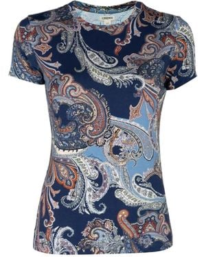 L'Agence Ressi T-Shirt Mit Paisley-Print - Blau