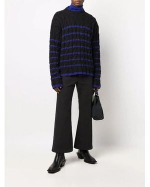 Phipps Striped Cable Knit Jumper - Blue