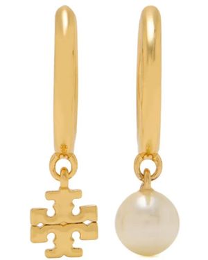 Tory Burch Boucles D'Oreilles Pendantes À Perles Artificielles - Metallic