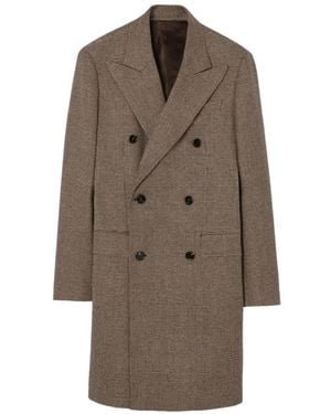 Burberry Wool Linen-Blend Denbury Tailored Coat - Brown