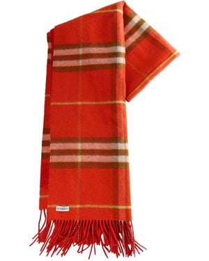 Burberry チェック フリンジ スカーフ - レッド