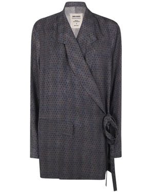 Uma Wang Tie-Fastening Jacket - Blue