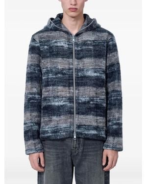 Our Legacy Striped Zip-Up Hoodie - Blue
