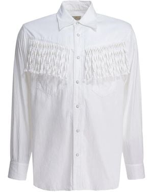 Kapital Fringed-Detail Cotton Shirt - White