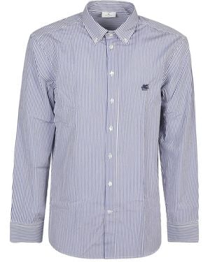 Etro Stripe-Pattern Cotton Shirt - Blue