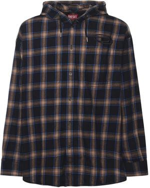 DIESEL Check-Pattern Hooded Jacket - Black