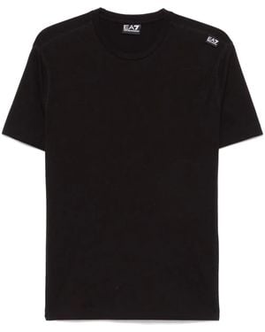 EA7 T-Shirt mit Logo-Applikation - Schwarz