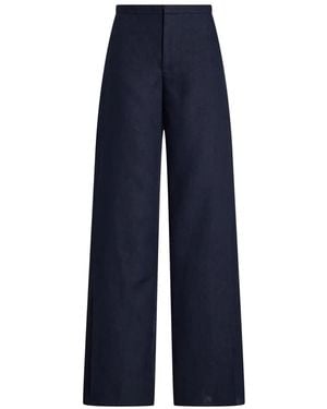 Ralph Lauren Linen Straight-Leg Trousers - Blue