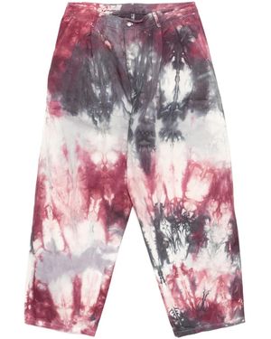 Stain Shade Tie-Dye-Print Trousers - Red