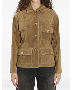 Arma Pointed-Collar Flap-Pocket Jacket - Brown