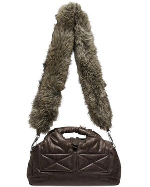 OPEN YY Tote Bag Mit Faux Fur-Riemen - Weiß