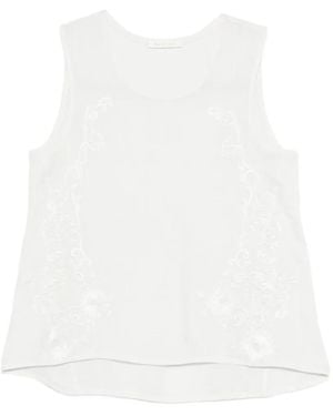 Maurizio Braschi Floral-Emroidered Top - White