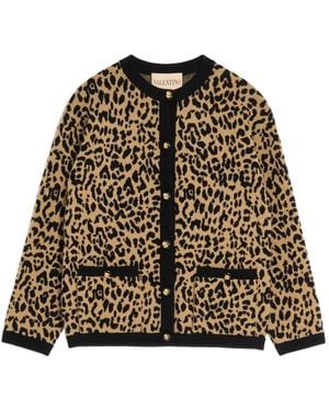 Valentino Garavani Animal-Print Wool Cardigan - Multicolour