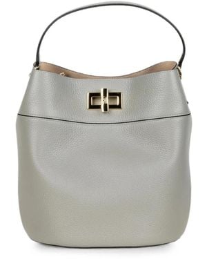 Furla Twist-Lock Leather Shoulder Bag - Grey