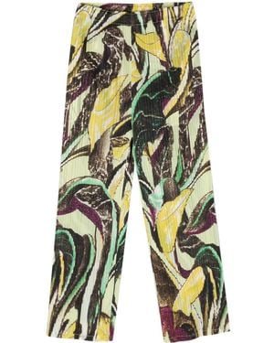 Pleats Please Issey Miyake Pleated Cropped Trousers - White