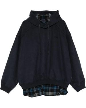 Juun.J Logo-Embroidered Hoodie - Blue