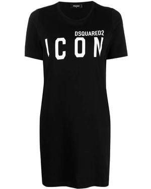 DSquared² Logo-print T-shirt Dress - Black