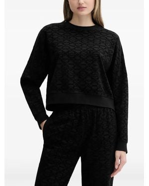 HUGO Lokky Embossed-Pattern Top - Black