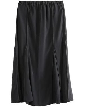 Baserange Elasticated-Waist Midi Skirt - Black