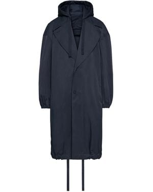 Thom Browne Cortavientos con capucha y cordones - Azul